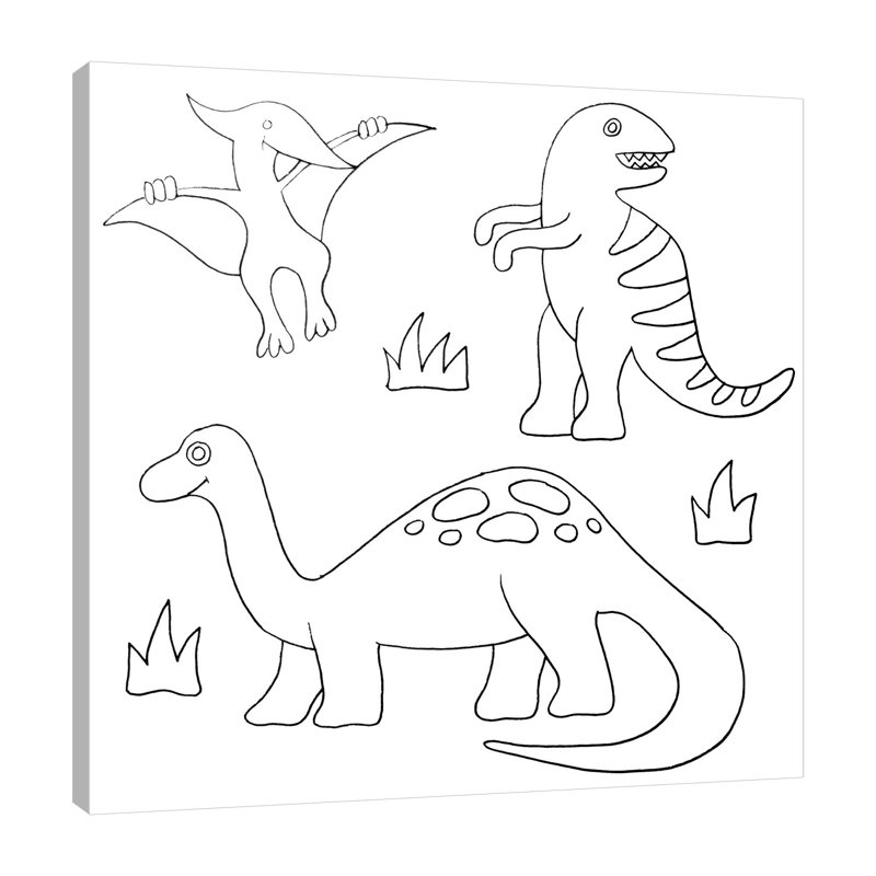 «Dinosaurs» par Pam Varacek - reproduction d'art sur toile tendue, H 30 po x l 30 po x P 1,5 po