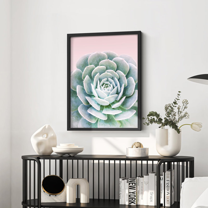 Illustration détaillée de plantes succulentes, texture botanique, petit décor, Noir, H 14 po x l 11 po