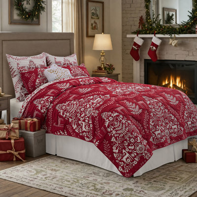 Ensemble de couvre-lit réversible 2 pièces Noella rouge de Greenland Home Fashions – 1 place/TG