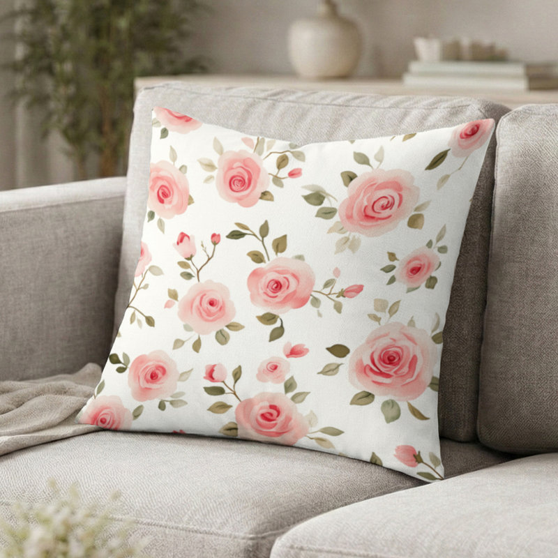 Coussin Floral, H 16 po x l 16 po