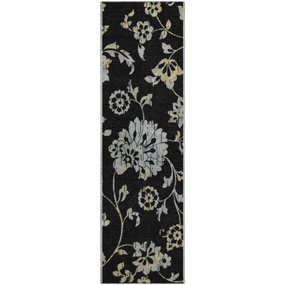 Premium Machine Washable Prisco Black Rug