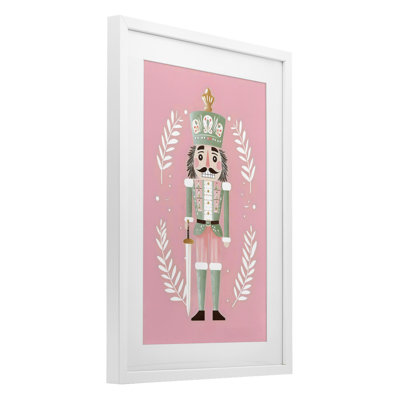 Nutcracker Suite in Pastel Pink Framed Print Under Glass, design by Petal Prints Design