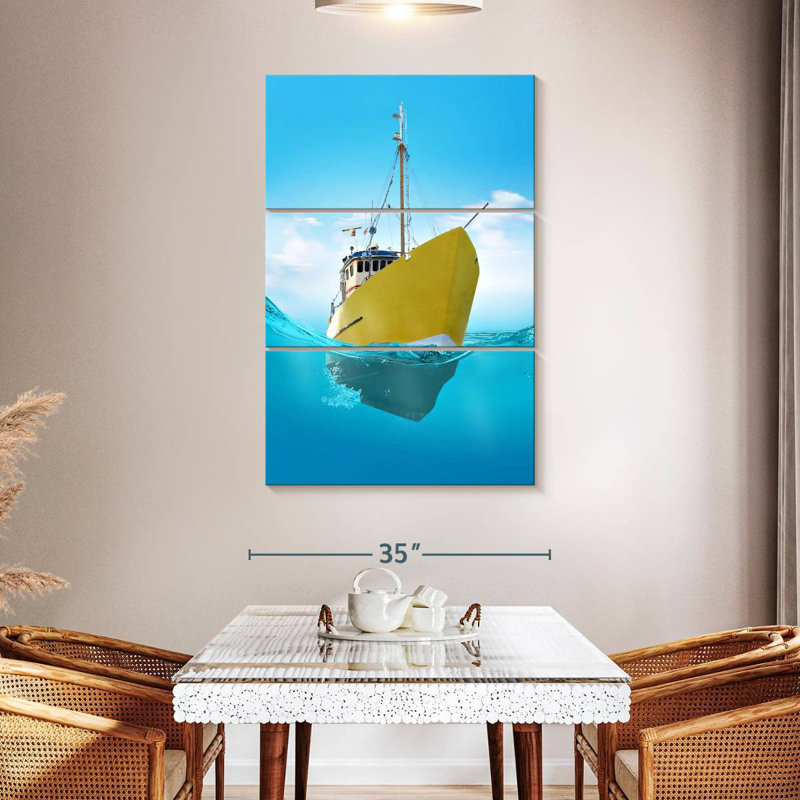 Mehar Yellow Ship, 32" H x 20" W