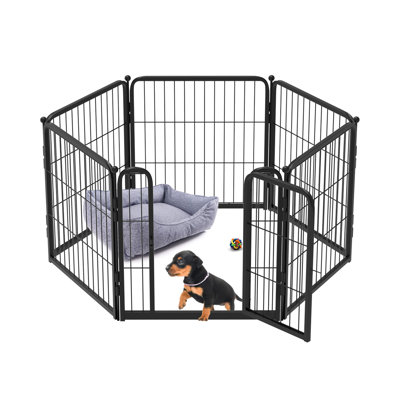 6 Panel Metal Exercise Pen With Pet Door