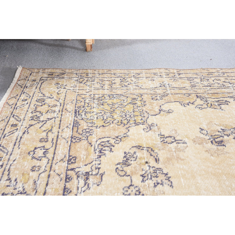 Tapis Anatolian, tapis turc, tapis rétro, grands tapis 5,3 x 9,1 pi, tapis de cuisine beiges, tapis tissé à la main