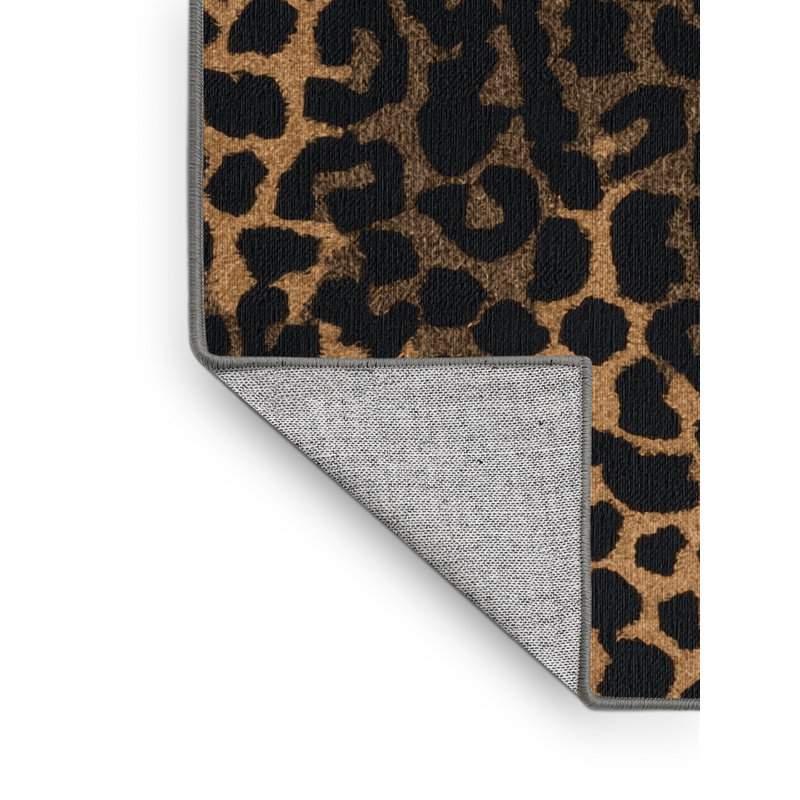  Tapis noir lavable à gros chats léopard d'Afrique, Carré 8 pi