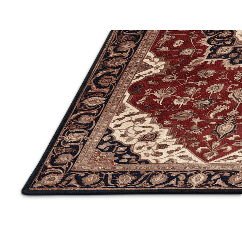 Tapis persan noir lavable à la machine, Carré 3 pi
