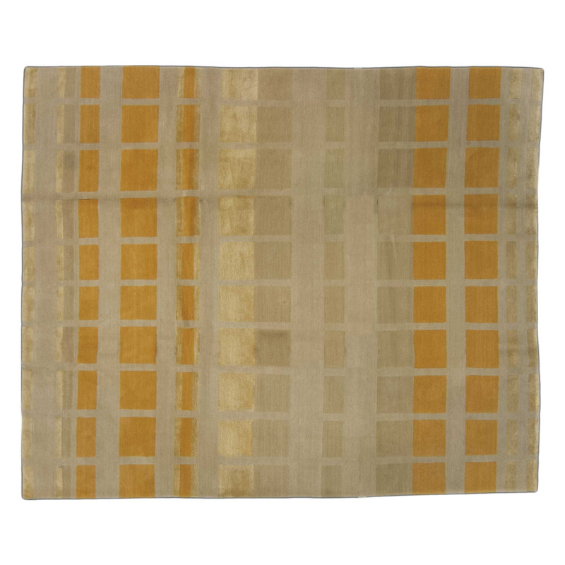Geometric Area Rug in Beige/Orange/Taupe, Rectangle 9' x 12'