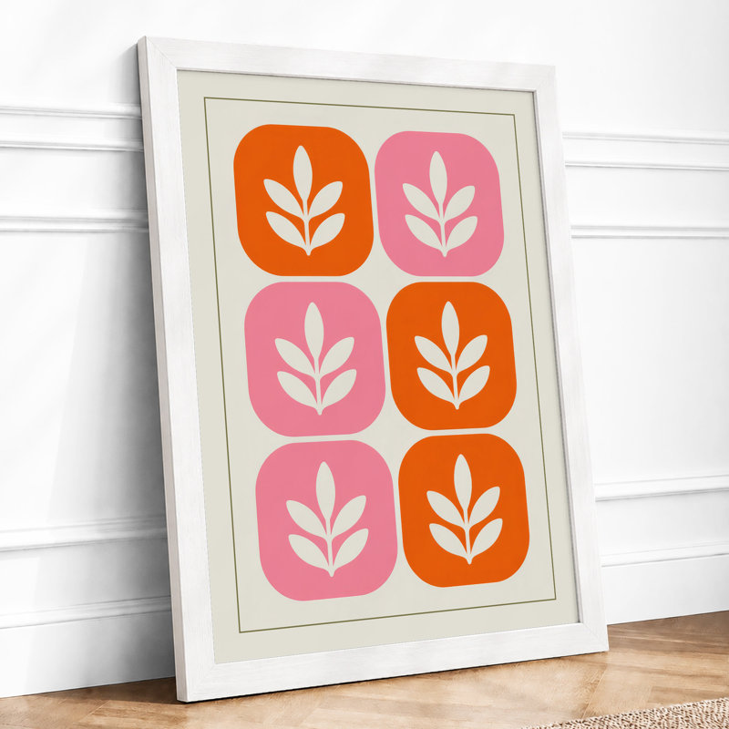 Leaf Tiles Modern Geometric - Framed Print, A1 - 84.1 x 59.4 cm, White
