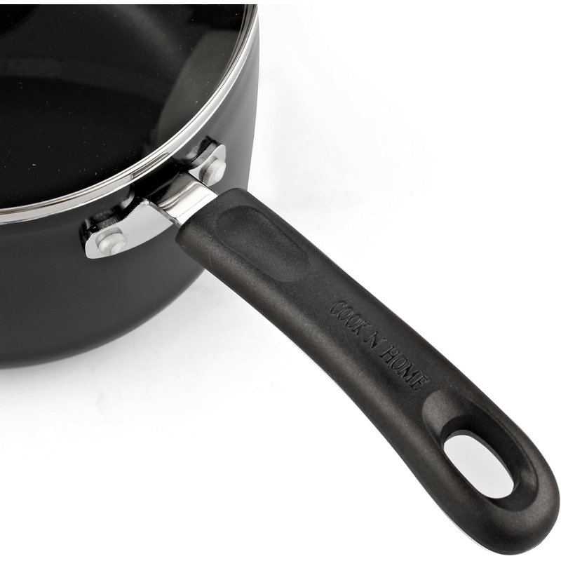 3 Quart Black Aluminum Non-stick Saucier with Glass Lid