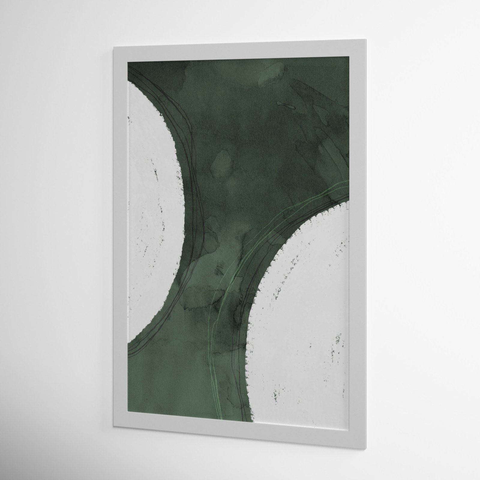 Green Moon Painting by Oliver Gal, 47" H x 32" W x 0.5" D, Silver