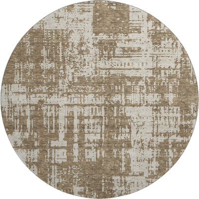 Premium Machine Washable Prisco Brown Rug