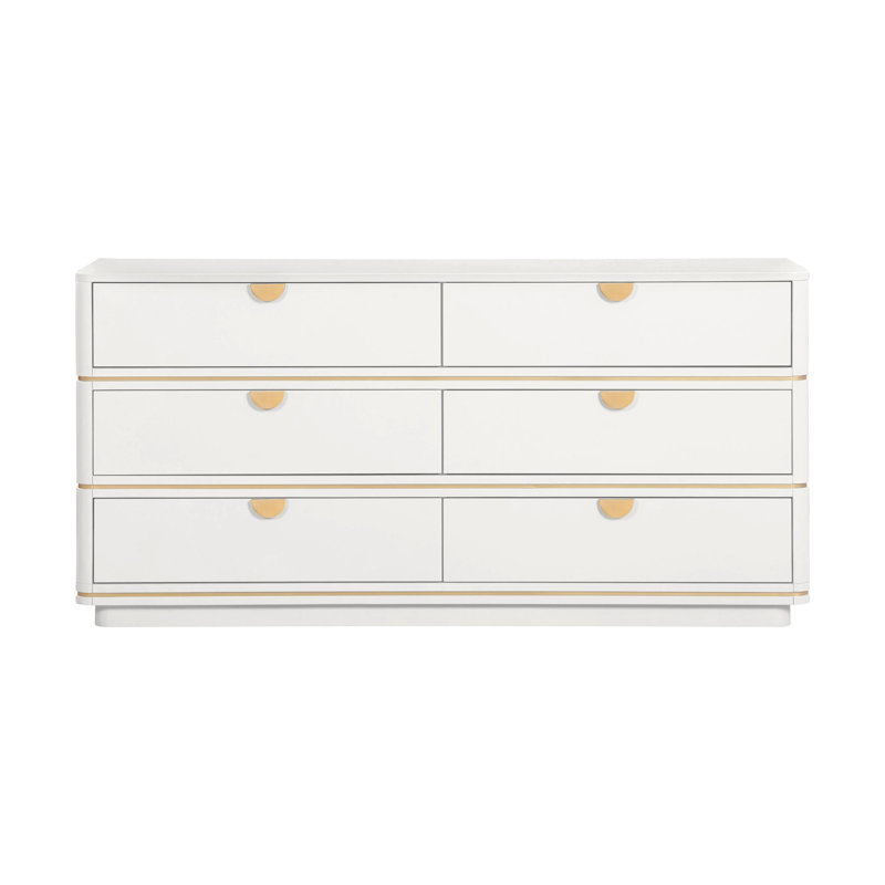 Commode 6 tiroirs Velda, Crème