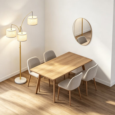 Lampe sur pied à arc à 3 lumières à intensité variable, grand arbre moderne sur pied avec mât doré, abat-jour en lin blanc et base en marbre massif, ampoules à DEL blanc chaud 3000LM, éclairage élégant pour le salon, la chambre à coucher et le bureau