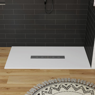 Base de bac de douche rectangulaire à profil bas de 60 po x P 32 po SMC, antidérapant, couvercle de drain