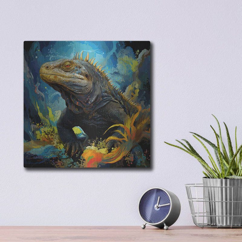 Art mural en métal «Komodo 1» par r3darch0n, H 12 po x l 12 po