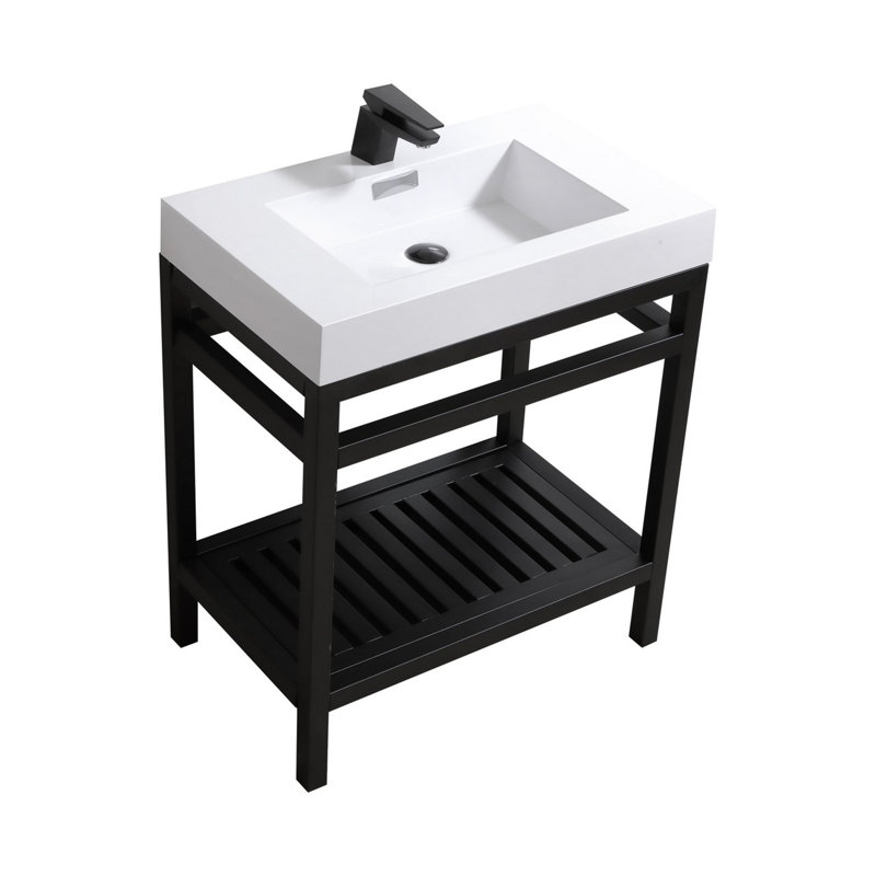 Halesowen 29.5'' Single Bathroom Vanity with Acrylic Top, Matte Black