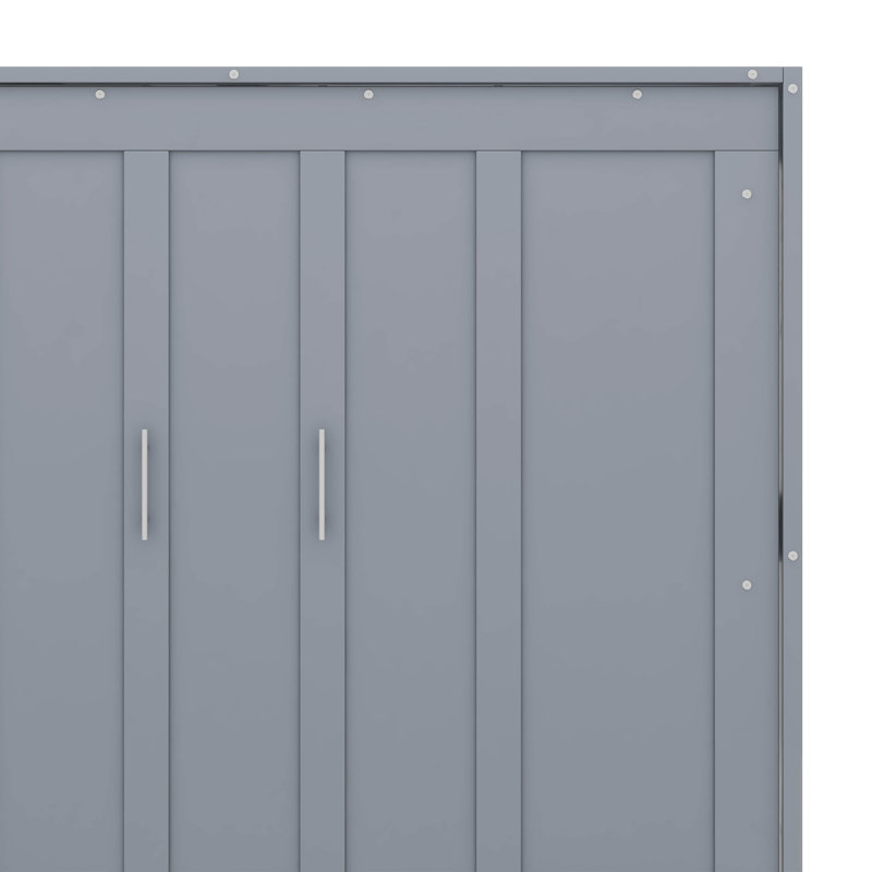 Queen Size Murphy Bed With Cushion, Grey