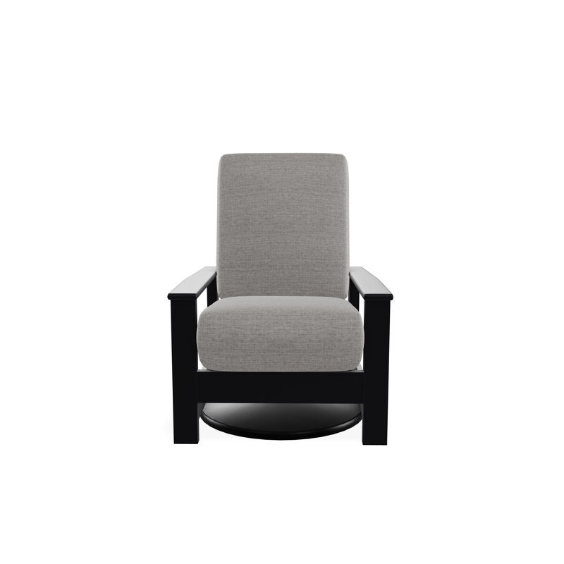 Chaise berçante pivotante cachée en polymère Leeward, Noir, Toile granit Sunbrella®