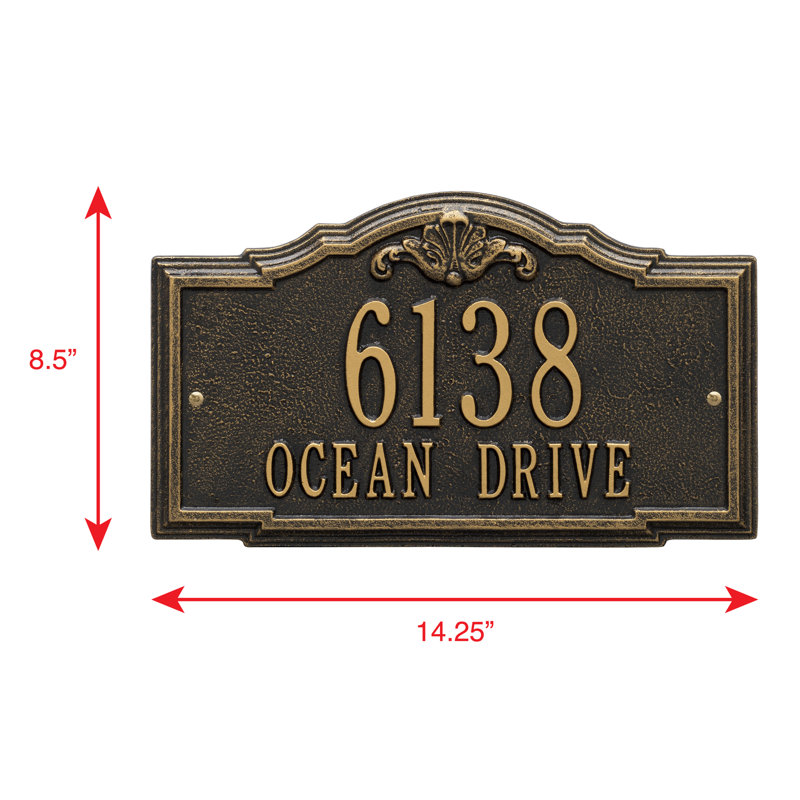 Gatewood Personalized Standard 2-Line Wall Address Plaque, Black/Gold, Yes