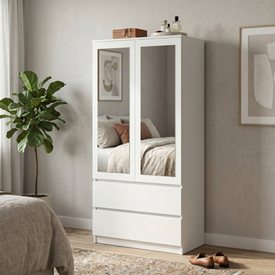 Jenness 2 Door Solid + Manufactured Wood Wardrobe