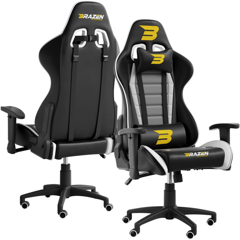 BraZen Sentinel Elite PC Gaming Chair, White/Black