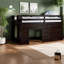 Lit mezzanine moderne peu encombrant, finition espresso en bois massif