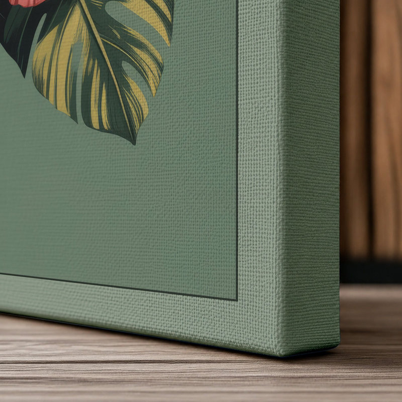 Pink Hibiscus Study Botanical - Wrapped Canvas, 24x16 - 61.0 x 40.6 cm, Sage Border