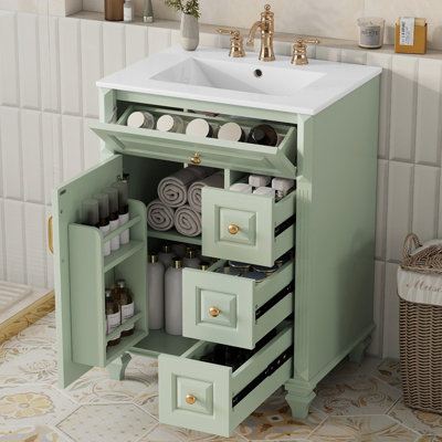 24'' Traditional Bathroom Vanity Set With Ceramic Top