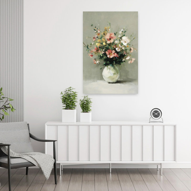 Bouquet abstrait, art mural contemporain, H 36 po x l 24 po