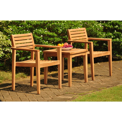 Montcalm 2 - Person Teak Wood Patio Dining Set with Rectangular Table