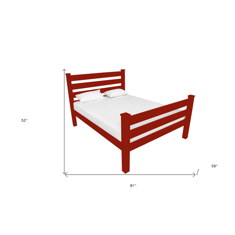 Red Solid Wood Full Bed Frame