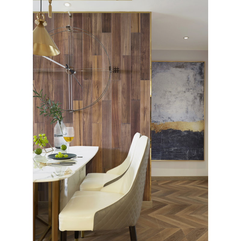 Panneau mural en bois récupéré de 5,04 po x 35,43 po (paquet de 10), Brun