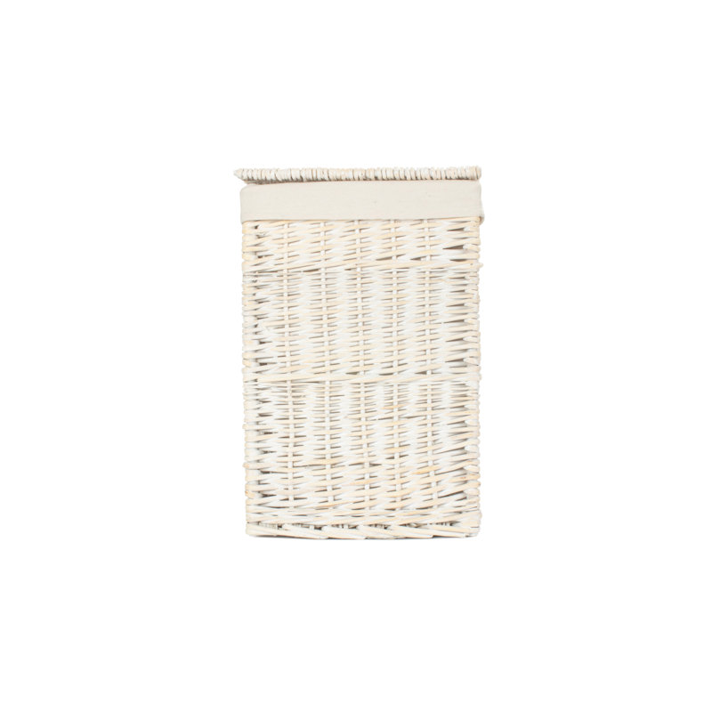 Wicker Laundry Bin Basket with Lining, White Wash/White, 50" H x 33" W x 33" D