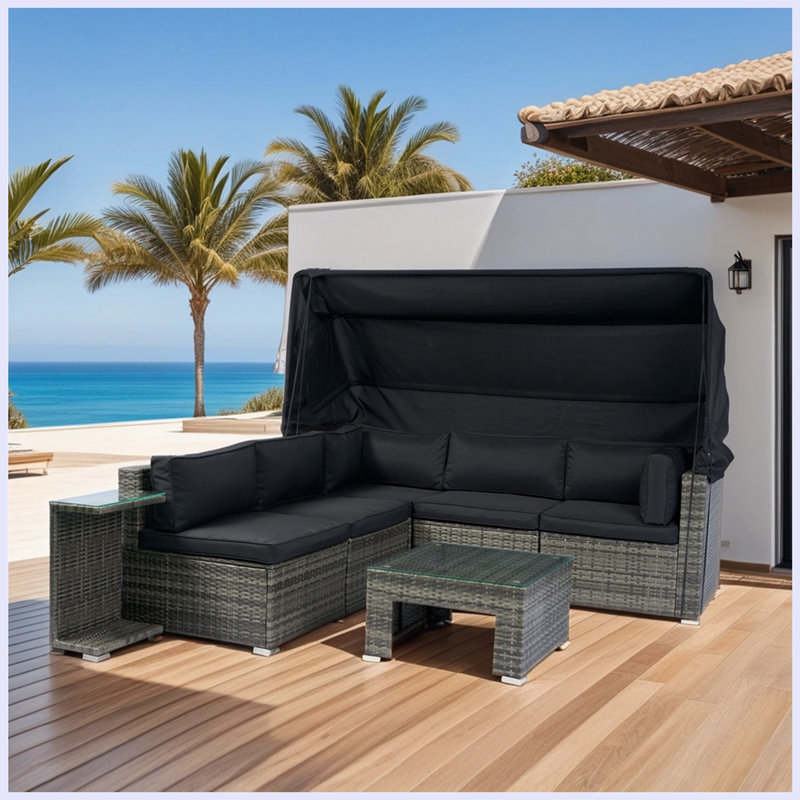 7-Piece Patio Furniture Set with Retractable Canopy