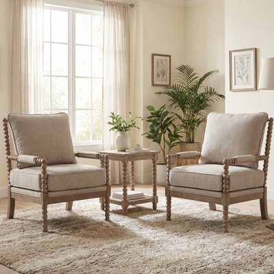 Ocelia Elegant 25.5" Wide Spindle Leg Accent Chair With Cushioned Back And Seat