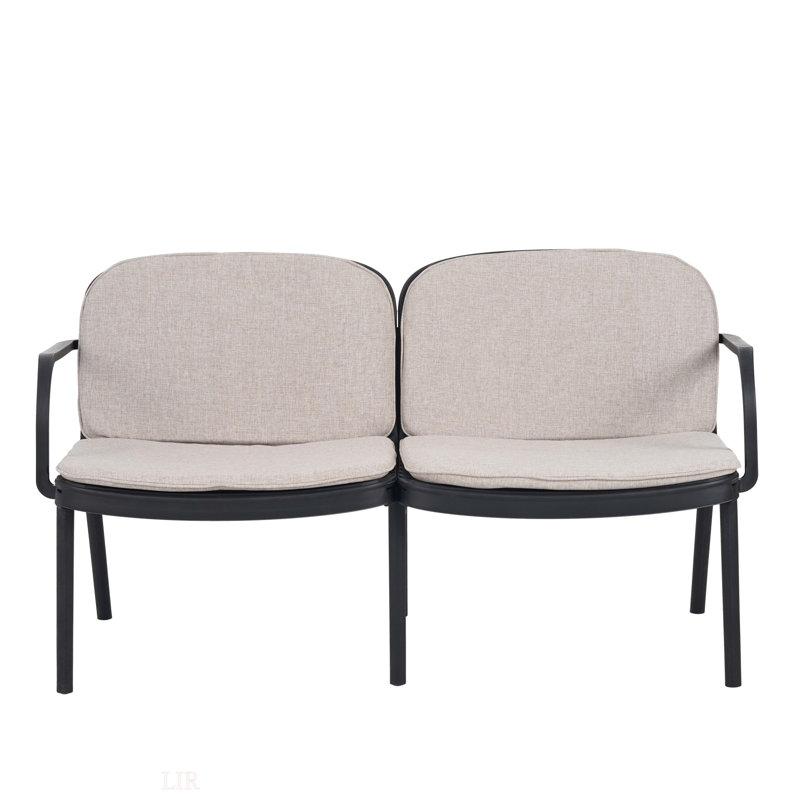 Causeuse d'extérieur en PP, structure noire avec coussin beige
