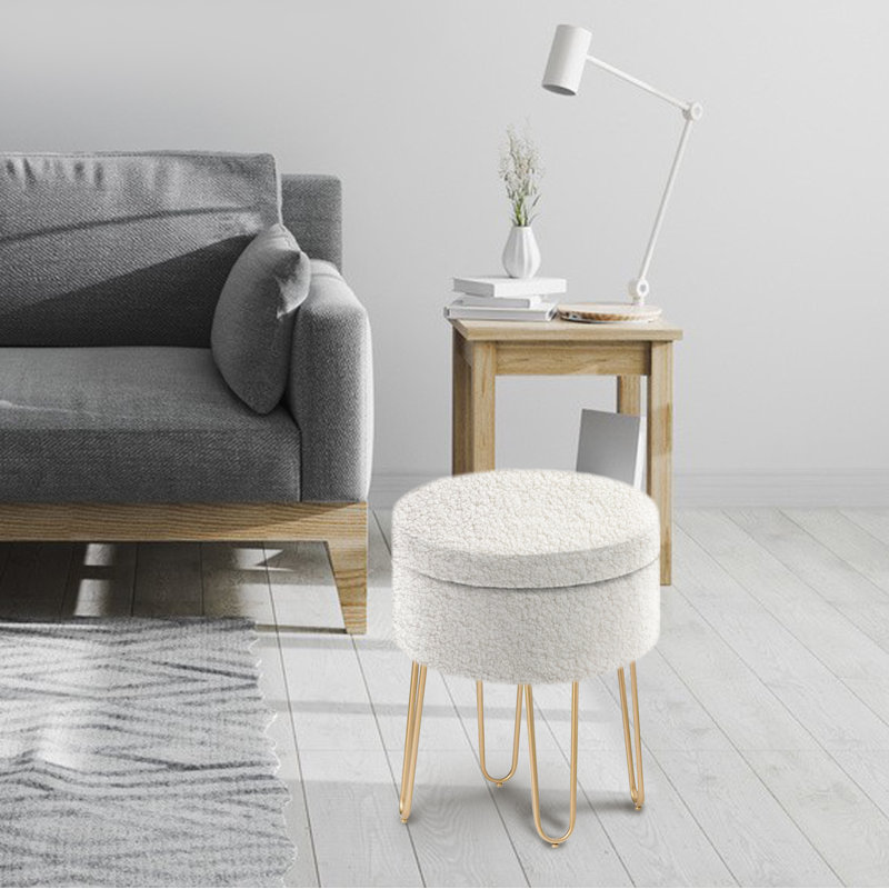 Velvet Ottoman, White