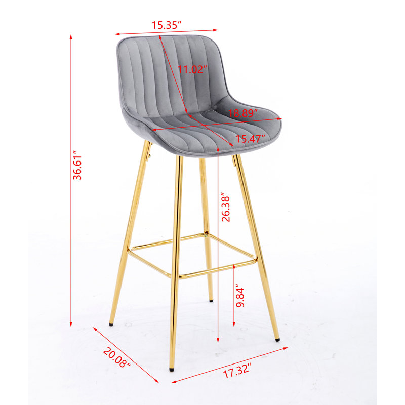 Deux tabourets de bar, tabourets de cuisine avec pieds en métal, tabouret de bar moderne pour la maison, Gris