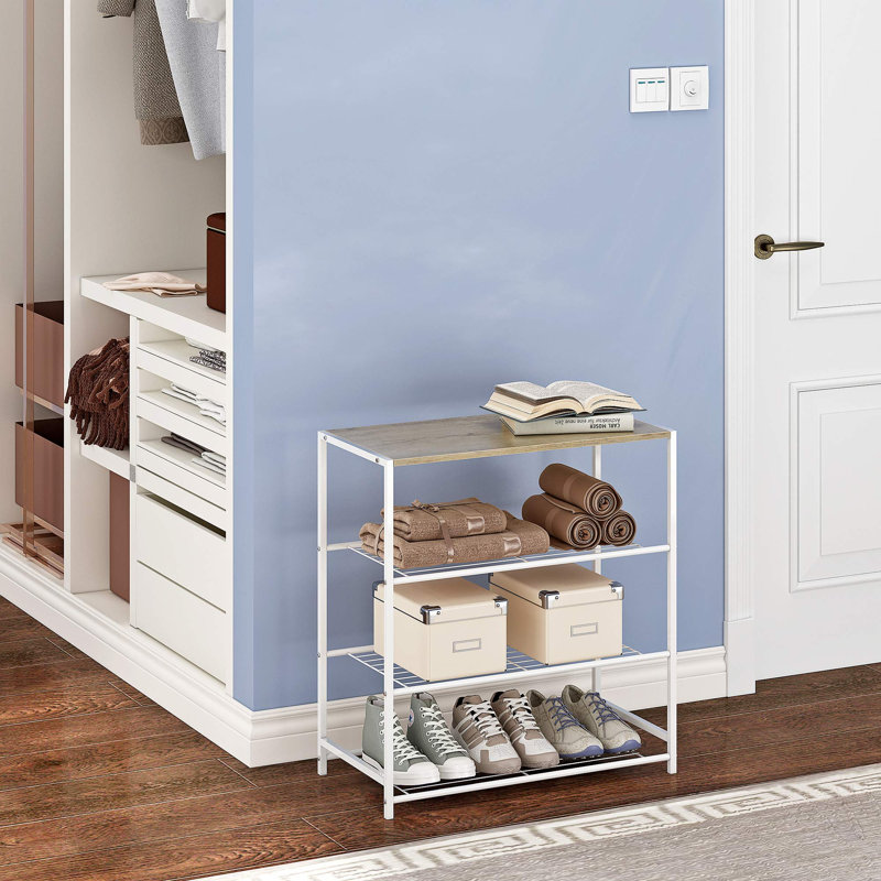 12 Pair Shoe Rack, Oak/White