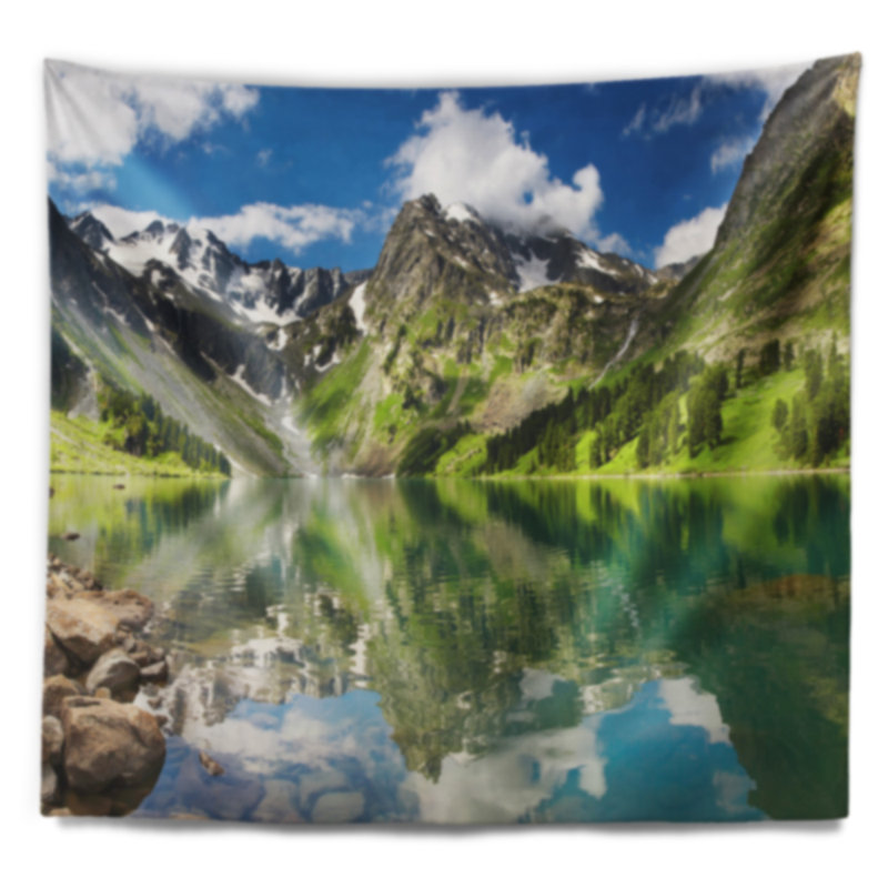 Paysage qui reflète la montagne lake tapestry, H 32 po x l 39 po