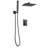 Shower Faucet Set, Rainfall Bathroom Shower System with 12-Inch Square Rain Shower Head and Handheld Spray, Wall Mounted Bath Fixtures with Brass Valve and Trim Kit, Matte Black-117812734