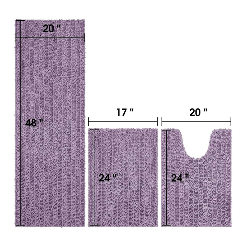 Chenille Non-Slip Bath Mat, Lavender