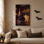 «Witch and Ghost Dancing with Pumpkins In Halloween», art mural sur toile-1446683595