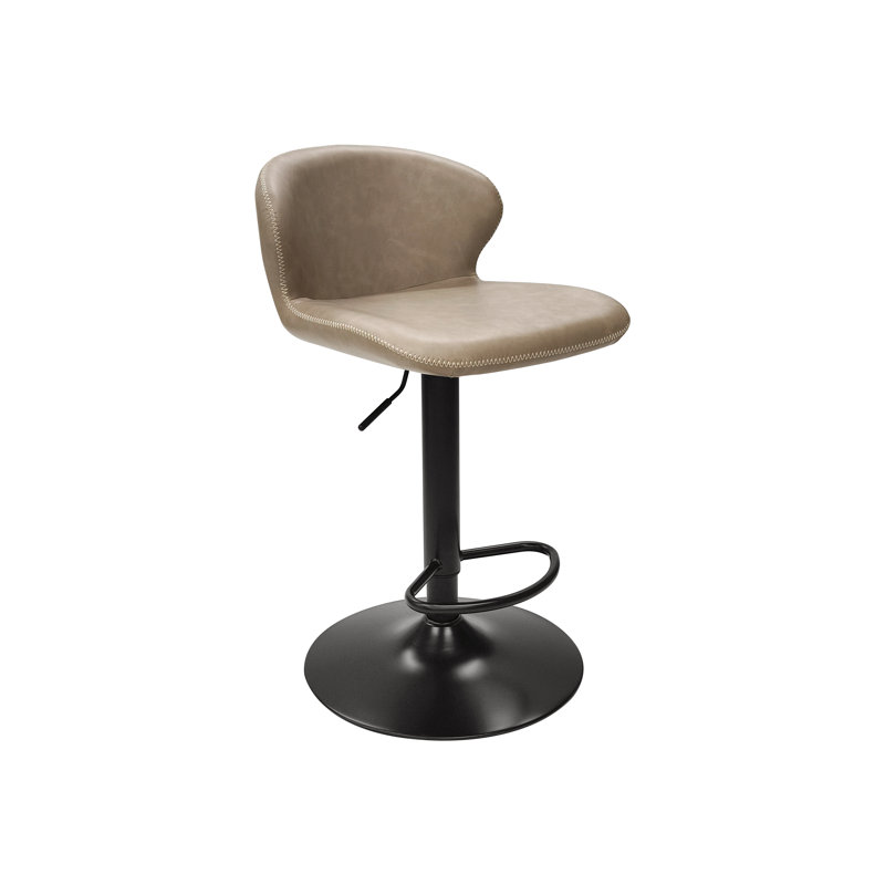 ROSSO GASLIFT 360° SWIVEL BARSTOOL - VINTAGE FAUX LEATHER - BLACK SAND POWDER COATED BASE (SINGLE), Beige/Powder Coated