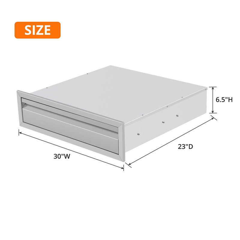 Outdoor Kitchen Drawers, Stainless Steel Flush Mount BBQ Island Drawers
