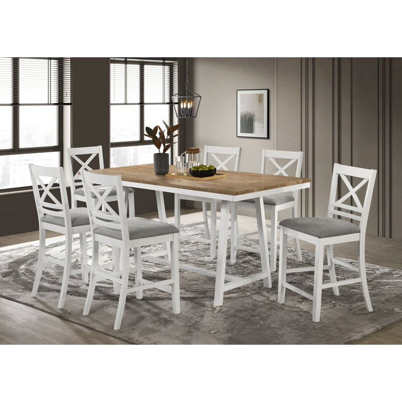 Ingamar 7-Piece Counter Height Dining Set Brown And White