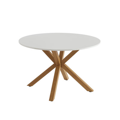 Kazier round dining table with white and oak effect - 47.24 inches