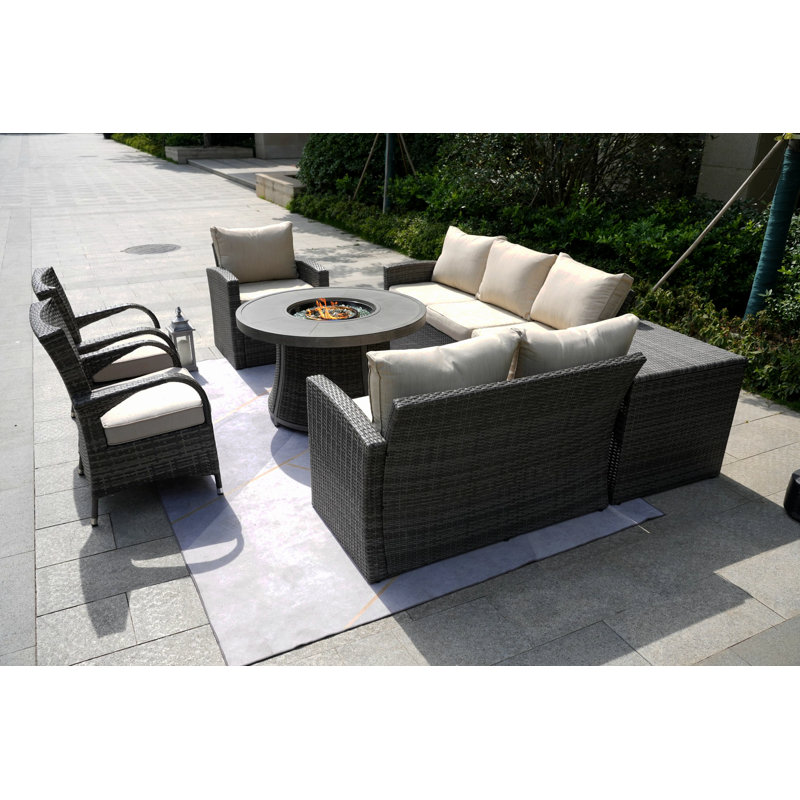 Areefa 8 - Person Patio Conversation Set with Cushions, Gray