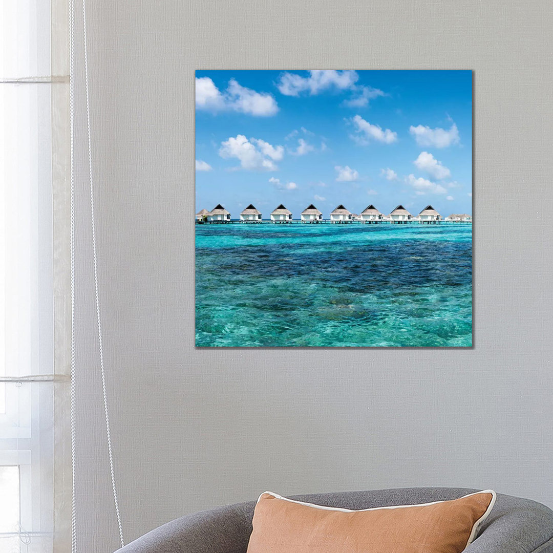 Overwater Villas At A Luxury Beach Resort In The Maldives by Jan Becke - Wrapped Canvas Print